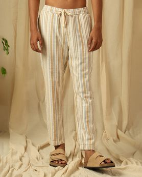 Beige Relaxed Fit Drawstring Trouser