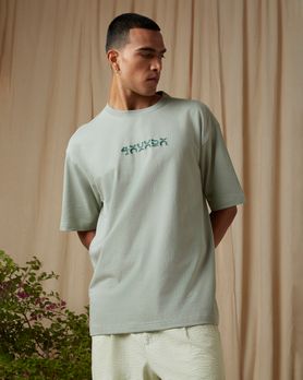 Light Green Chest Print Oversized Loose Fit Tee