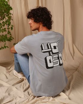 Grey Graphic Print Loose Fit T-Shirt