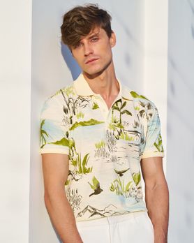 Off White Mumbai Print Slim Fit Casual Polo