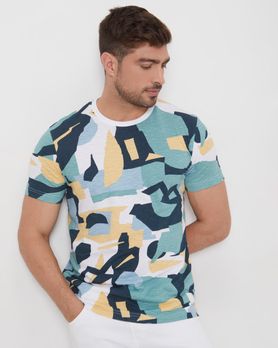 Green Abstract Print Slim Fit Jersey T-Shirt