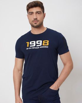 Navy Graphic Print Slim Fit Jersey T-Shirt