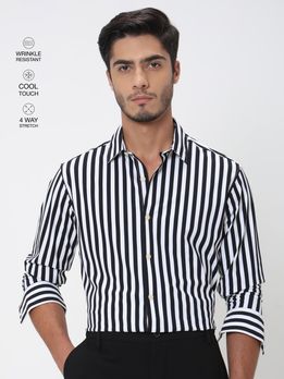 Black Candy Stripe Slim Fit Casual Shirt