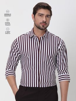 Maroon Candy Stripe Slim Fit Casual Shirt