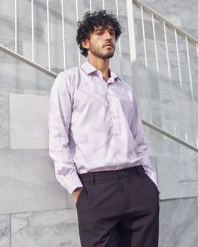 Pastel Pink Digital Print Slim Fit Casual Shirt