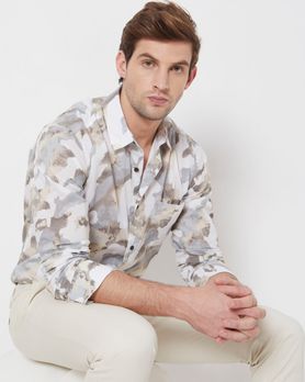 Camo Print Slim Fit Casual Shirt