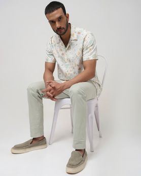 Multi Terrazzo Print Slim Fit Casual Shirt