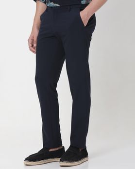 Navy Ankle Length Stretch Chinos