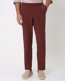 Rust Ankle Length Stretch Chinos