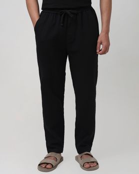 Black Relaxed Fit Drawstring Trouser
