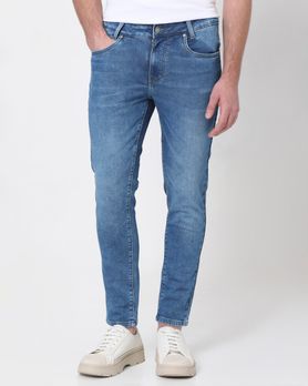 Mid Blue Ankle Length Denim Deluxe Stretch Jeans
