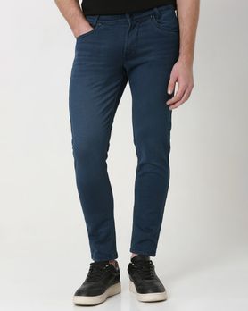 Deep Indigo Blue Ankle Length Denim Deluxe Stretch Jeans