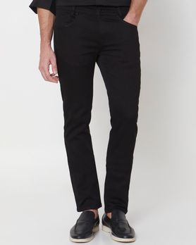 Jet Black Narrow Fit Denim Deluxe Stretch Jeans