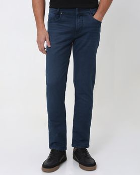 Deep Indigo Blue Narrow Fit Denim Deluxe Stretch Jeans