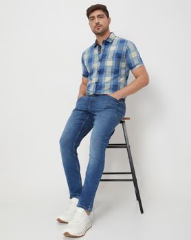 Mid Blue Skinny Fit Denim Deluxe Stretch Jeans