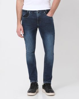 Dark Indigo Blue Skinny Fit Denim Deluxe Stretch Jeans