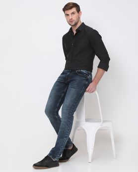Blue Black Super Slim Fit Denim Deluxe Stretch Jeans