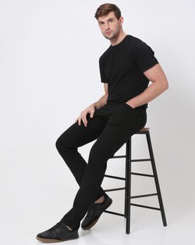 Jet Black Straight Fit Denim Deluxe Stretch Jeans