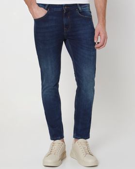 Dark Indigo Blue Ankle Length Originals Stretch Jeans