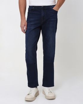 Dark Indigo Blue Straight Fit Originals Stretch Jeans