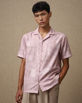 Beige Artisanal Print Loose Fit Casual Shirt