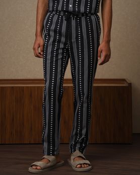 Black Relaxed Fit Drawstring Pants
