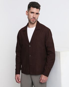 Maroon Cotton Linen Overshirt