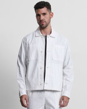 Off White Striped Overshirt