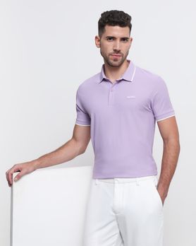 Lilac Scuba Stretch Plain Slim Fit Polo