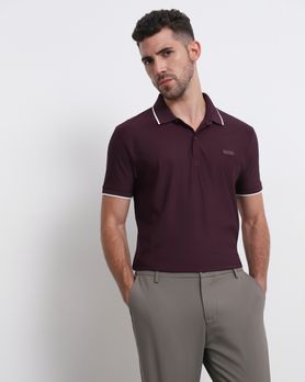 Maroon Scuba Stretch Plain Slim Fit Polo