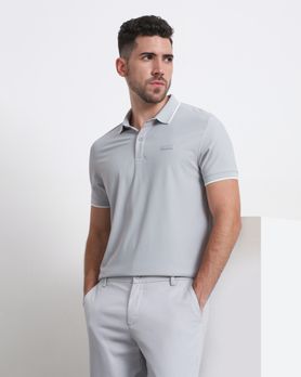 Light Grey Scuba Stretch Plain Slim Fit Polo