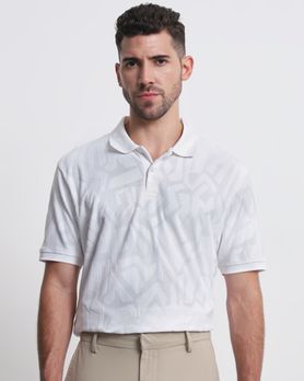 White Textured Plain Slim Fit Polo