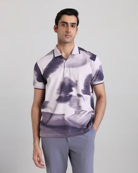 Lilac Abstract Print Regular Fit T-Shirt