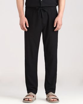 Black Relaxed Fit Drawstring Pants