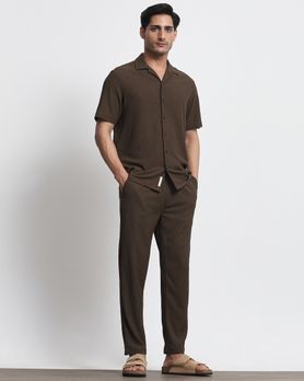 Brown Relaxed Fit Drawstring Pants