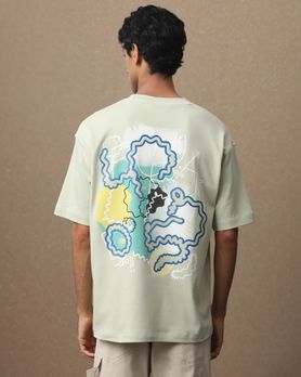 Light Green Back Print Oversized Loose Fit Tee