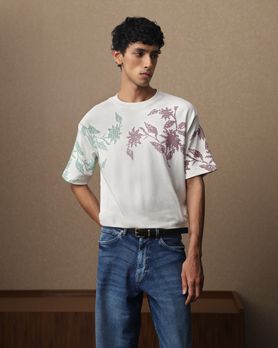 Off White Hd Print Oversized Loose Fit Tee