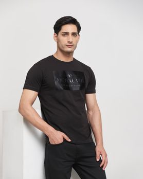 Black Graphic Plain Slim Fit T-Shirt