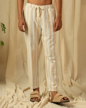 Beige Relaxed Fit Drawstring Trouser