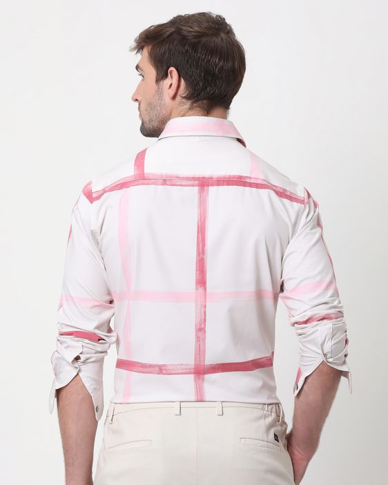 Buy Pink Painted Check Slim Fit Casual Online at Muftijeans