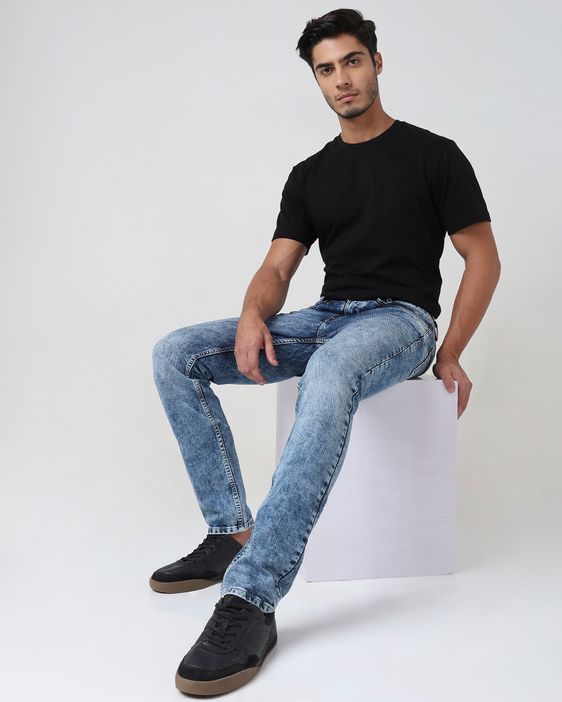 Mid Blue Super Slim Fit Denim Deluxe Stretch Jeans