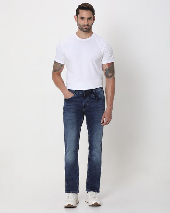 Dark Indigo Blue Super Slim Fit Denim Deluxe Stretch Jeans