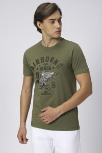 Military-Inspired Solid Textured T-shirt